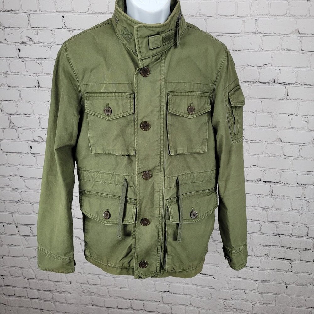 Country Road Green Cotton Canvas Military Utility Full Zip Jacket Australia S